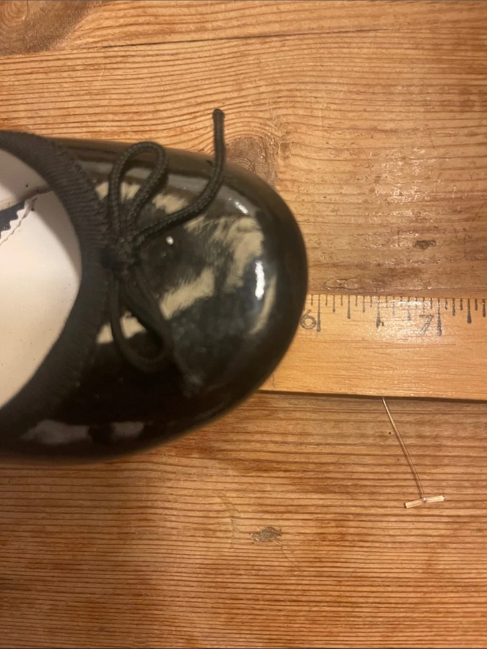 Nordstrom Girls Size 6 1/2M Black Patent Mary Jane Flats with Bow Never Worn
